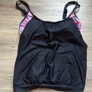 Next Black Bikini Tankini Swim Top – Pink Blue Purple Accents – 34 B/C